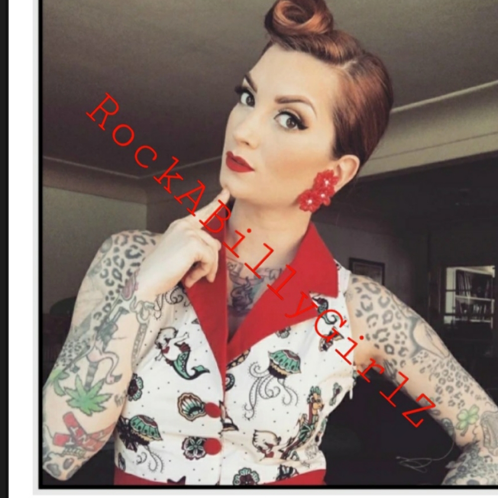 Sourpuss June Kewpie Doll Mermaid Seahorse Nautical Jellyfish Tattoo Flash Dress - Picture 9 of 10